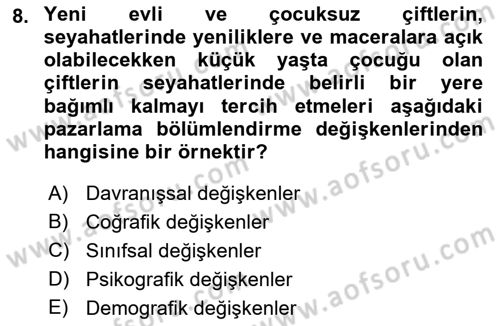 Tüketici Davranışları Dersi 2022 - 2023 Yılı (Vize) Ara Sınavı 8. Soru