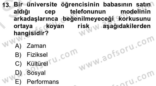 Tüketici Davranışları Dersi 2022 - 2023 Yılı (Final) Dönem Sonu Sınav Soruları 13. Soru
