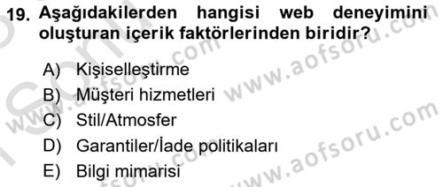 Tüketici Davranışları Dersi 2022 - 2023 Yılı (Final) Dönem Sonu Sınav Soruları 19. Soru