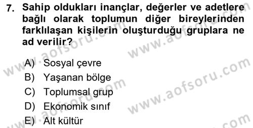 Tüketici Davranışları Dersi 2022 - 2023 Yılı (Final) Dönem Sonu Sınav Soruları 7. Soru