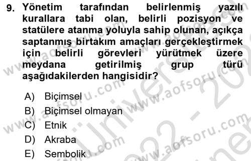 Tüketici Davranışları Dersi 2022 - 2023 Yılı (Final) Dönem Sonu Sınav Soruları 9. Soru