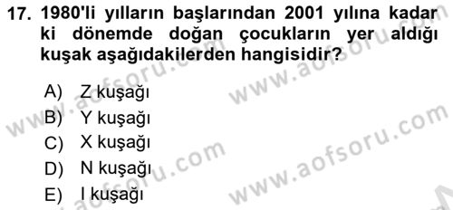 Tüketici Davranışları Dersi 2023 - 2024 Yılı (Final) Dönem Sonu Sınav Soruları 17. Soru