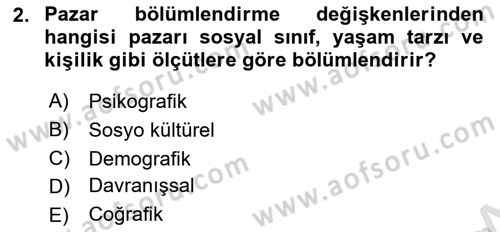 Tüketici Davranışları Dersi 2023 - 2024 Yılı (Final) Dönem Sonu Sınavı 2. Soru