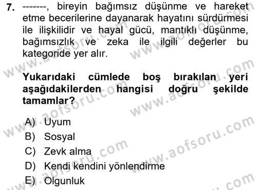 Tüketici Davranışları Dersi 2023 - 2024 Yılı (Final) Dönem Sonu Sınavı 7. Soru