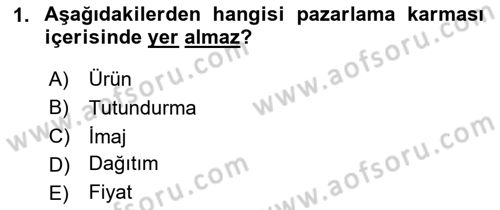 Tüketici Davranışları Dersi 2024 - 2025 Yılı (Vize) Ara Sınavı 1. Soru