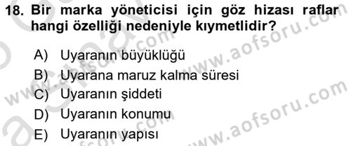 Tüketici Davranışları Dersi 2024 - 2025 Yılı (Vize) Ara Sınav Soruları 18. Soru