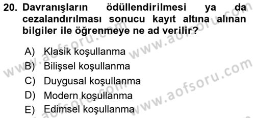 Tüketici Davranışları Dersi 2024 - 2025 Yılı (Vize) Ara Sınavı 20. Soru