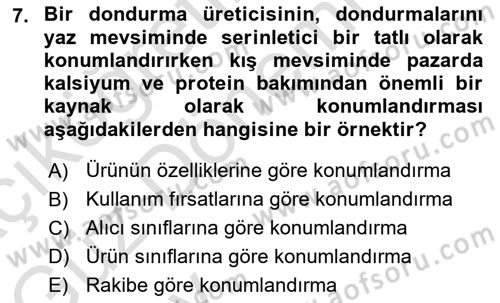 Tüketici Davranışları Dersi 2024 - 2025 Yılı (Vize) Ara Sınav Soruları 7. Soru