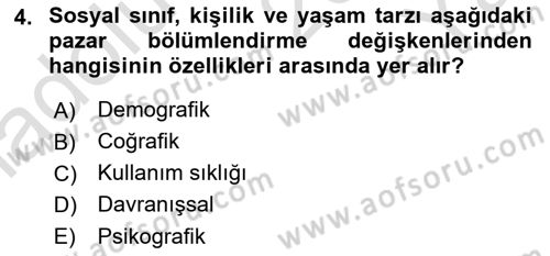 Tüketici Davranışları Dersi 2024 - 2025 Yılı Yaz Okulu Sınav Soruları 4. Soru