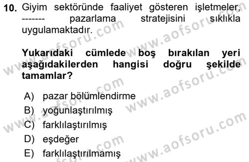 Tüketici Davranışları Dersi 2025 - 2026 Yılı (Vize) Ara Sınav Soruları 10. Soru
