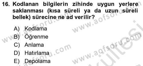 Tüketici Davranışları Dersi 2025 - 2026 Yılı (Vize) Ara Sınav Soruları 16. Soru