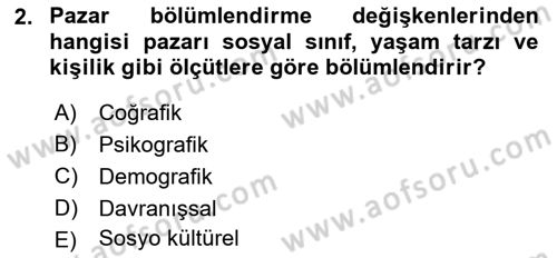 Tüketici Davranışları Dersi 2025 - 2026 Yılı (Final) Dönem Sonu Sınav Soruları 2. Soru