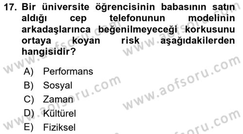 Tüketici Davranışları Dersi 2025 - 2026 Yılı Yaz Okulu Sınav Soruları 17. Soru
