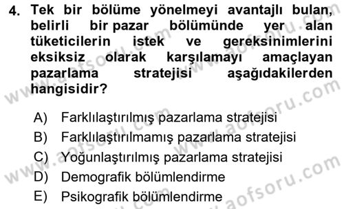 Tüketici Davranışları Dersi 2025 - 2026 Yılı Yaz Okulu Sınav Soruları 4. Soru