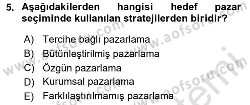 Tüketici Davranışları Dersi 2025 - 2026 Yılı Yaz Okulu Sınav Soruları 5. Soru