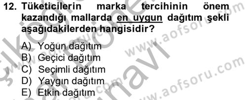 Uluslararası Pazarlama Dersi 2012 - 2013 Yılı (Final) Dönem Sonu Sınav Soruları 12. Soru