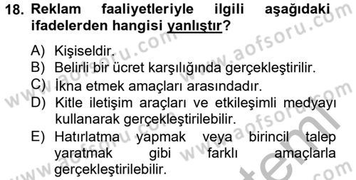 Uluslararası Pazarlama Dersi 2012 - 2013 Yılı (Final) Dönem Sonu Sınav Soruları 18. Soru