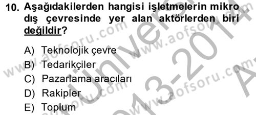 Uluslararası Pazarlama Dersi 2013 - 2014 Yılı (Vize) Ara Sınav Soruları 10. Soru