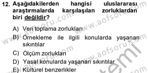 Uluslararası Pazarlama Dersi 2013 - 2014 Yılı (Vize) Ara Sınav Soruları 12. Soru