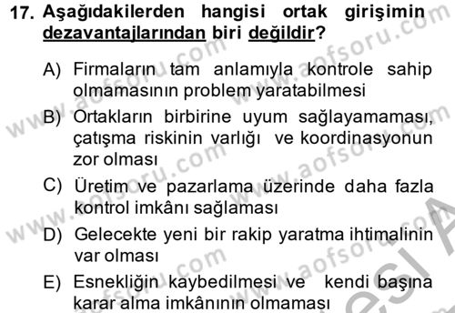 Uluslararası Pazarlama Dersi 2013 - 2014 Yılı (Vize) Ara Sınav Soruları 17. Soru