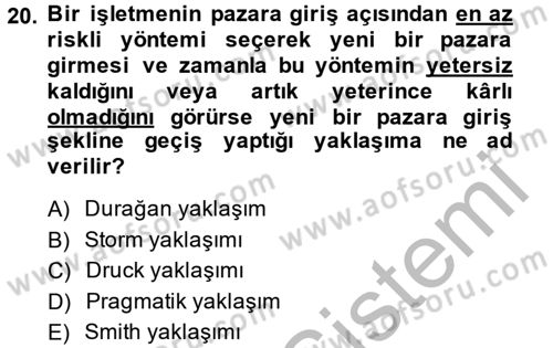 Uluslararası Pazarlama Dersi 2013 - 2014 Yılı (Vize) Ara Sınav Soruları 20. Soru