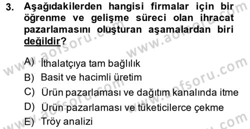 Uluslararası Pazarlama Dersi 2013 - 2014 Yılı (Vize) Ara Sınav Soruları 3. Soru
