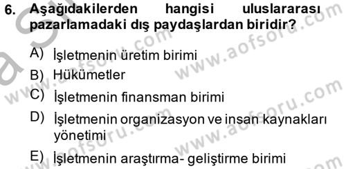 Uluslararası Pazarlama Dersi 2013 - 2014 Yılı (Vize) Ara Sınav Soruları 6. Soru