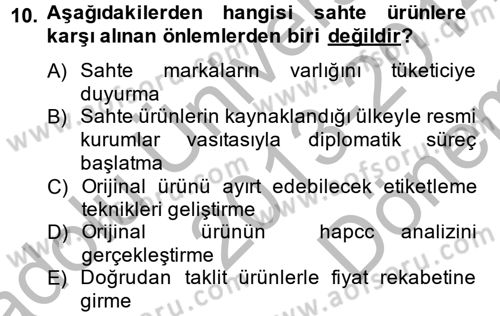 Uluslararası Pazarlama Dersi 2013 - 2014 Yılı (Final) Dönem Sonu Sınav Soruları 10. Soru