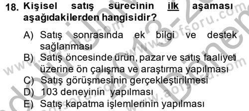 Uluslararası Pazarlama Dersi 2013 - 2014 Yılı (Final) Dönem Sonu Sınav Soruları 18. Soru
