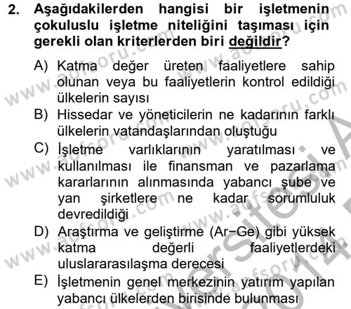 Uluslararası Pazarlama Dersi 2013 - 2014 Yılı (Final) Dönem Sonu Sınav Soruları 2. Soru