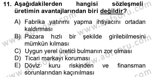 Uluslararası Pazarlama Dersi 2013 - 2014 Yılı Tek Ders Sınav Soruları 11. Soru