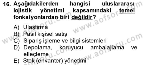 Uluslararası Pazarlama Dersi 2013 - 2014 Yılı Tek Ders Sınav Soruları 16. Soru