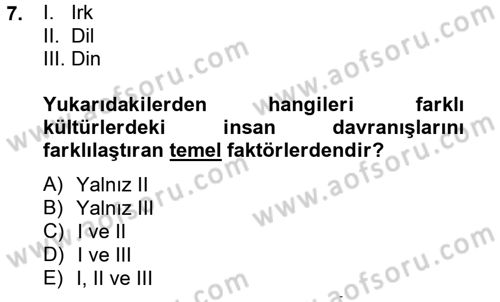 Uluslararası Pazarlama Dersi 2013 - 2014 Yılı Tek Ders Sınav Soruları 7. Soru