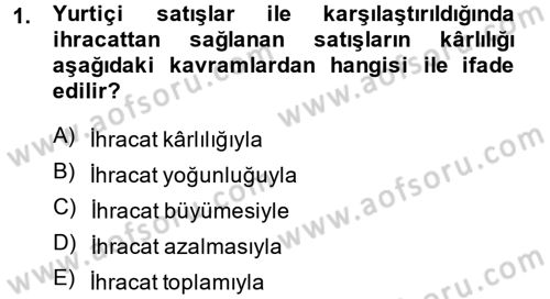 Uluslararası Pazarlama Dersi 2014 - 2015 Yılı (Vize) Ara Sınav Soruları 1. Soru