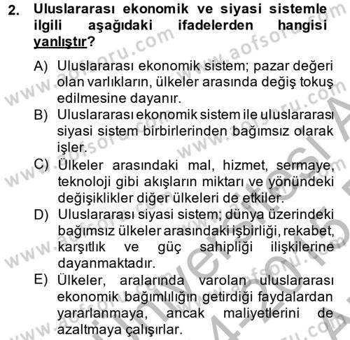 Uluslararası Pazarlama Dersi 2014 - 2015 Yılı (Vize) Ara Sınav Soruları 2. Soru