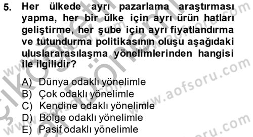 Uluslararası Pazarlama Dersi 2014 - 2015 Yılı (Vize) Ara Sınav Soruları 5. Soru