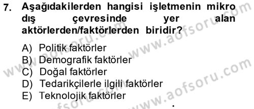 Uluslararası Pazarlama Dersi 2014 - 2015 Yılı (Vize) Ara Sınav Soruları 7. Soru
