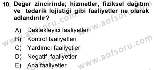 Uluslararası Pazarlama Dersi 2015 - 2016 Yılı (Vize) Ara Sınav Soruları 10. Soru