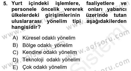 Uluslararası Pazarlama Dersi 2015 - 2016 Yılı (Vize) Ara Sınav Soruları 5. Soru