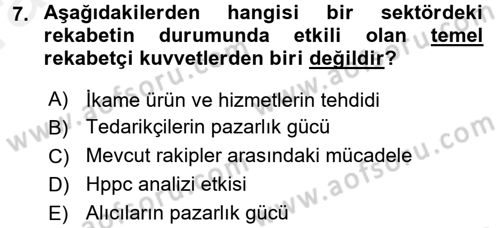 Uluslararası Pazarlama Dersi 2015 - 2016 Yılı (Vize) Ara Sınav Soruları 7. Soru