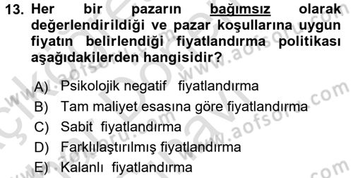 Uluslararası Pazarlama Dersi 2015 - 2016 Yılı (Final) Dönem Sonu Sınav Soruları 13. Soru