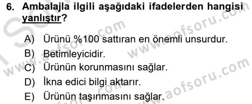 Uluslararası Pazarlama Dersi 2015 - 2016 Yılı (Final) Dönem Sonu Sınav Soruları 6. Soru
