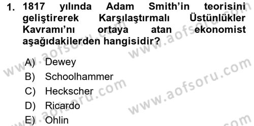 Uluslararası Pazarlama Dersi 2015 - 2016 Yılı Tek Ders Sınav Soruları 1. Soru