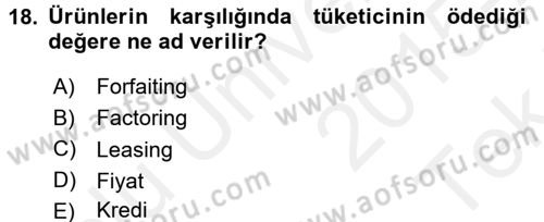 Uluslararası Pazarlama Dersi 2015 - 2016 Yılı Tek Ders Sınav Soruları 18. Soru