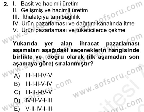 Uluslararası Pazarlama Dersi 2015 - 2016 Yılı Tek Ders Sınav Soruları 2. Soru