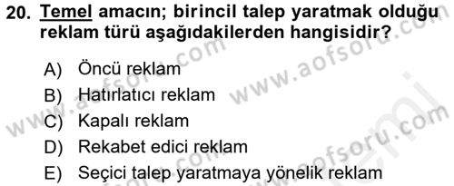 Uluslararası Pazarlama Dersi 2015 - 2016 Yılı Tek Ders Sınav Soruları 20. Soru