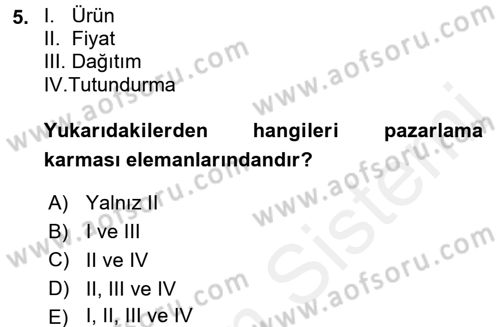 Uluslararası Pazarlama Dersi 2015 - 2016 Yılı Tek Ders Sınav Soruları 5. Soru