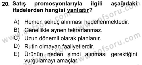 Uluslararası Pazarlama Dersi 2016 - 2017 Yılı 3 Ders Sınav Soruları 20. Soru