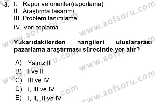 Uluslararası Pazarlama Dersi 2016 - 2017 Yılı 3 Ders Sınav Soruları 3. Soru