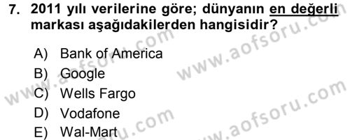 Uluslararası Pazarlama Dersi 2016 - 2017 Yılı 3 Ders Sınav Soruları 7. Soru